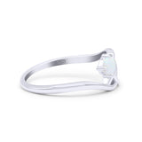Celtic Petite Dainty Thumb Ring Round Statement Fashion Ring Lab Created White Opal 925 Sterling Silver