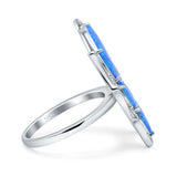 Butterfly Petite Dainty Thumb Ring Lab Created Blue Opal Statement Fashion Ring 925 Sterling Silver