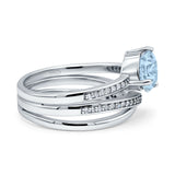 Weave Teardrop Pear Twist Infinity Shank Wedding Bridal Piece Ring Simulated Aquamarine CZ 925 Sterling Silver