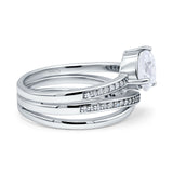 Weave Teardrop Pear Twist Infinity Shank Wedding Bridal Piece Ring Simulated Cubic Zirconia 925 Sterling Silver