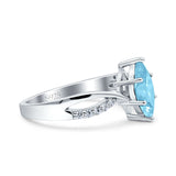 Marquise Art Deco Infinity Wedding Engagement Ring Simulated Aquamarine CZ 925 Sterling Silver