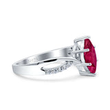 Marquise Art Deco Infinity Wedding Engagement Ring Simulated Ruby CZ 925 Sterling Silver