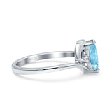 Marquise Art Deco Wave Wedding Engagement Ring Simulated Aquamarine CZ 925 Sterling Silver