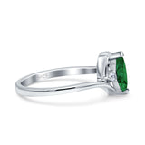 Marquise Art Deco Wave Wedding Engagement Ring Simulated Green Emerald CZ 925 Sterling Silver