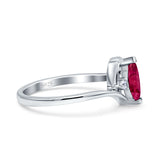 Marquise Art Deco Wave Wedding Engagement Ring Simulated Ruby CZ 925 Sterling Silver