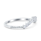 14K White Gold 0.31ct Round Midi Curved Art Deco 4.5mm G SI Half Eternity Diamond Band Engagement Wedding Ring Size 6.5