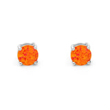 Solitaire Push Back Stud Earring Lab Created Orange Opal 925 Sterling Silver Wholesale
