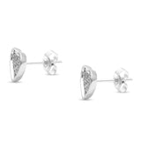 Solid 14K White Gold 8mm Heart Shaped Diamond Stud Earrings Wholesale