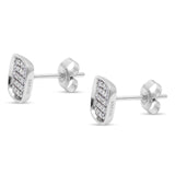 Solid 14K White Gold 8mm Round Diamond Square Hip Hop Stud Earrings Wholesale