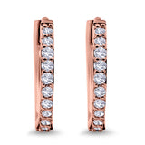 14K Rose Gold Hoop Huggie .34ct G SI Diamond Earrings