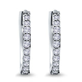 14K White Gold Hoop Huggie .34ct G SI Diamond Earrings