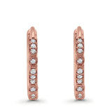 14K Rose Gold .11ct Hoop Huggie Diamond Earrings