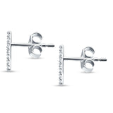 14kt Solid White Gold Diamond Line Modern Tracy Stud Earrings Wholesale