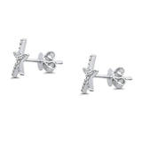 Solid 14K White Gold 10mm Star Diamond Stud Earrings Wholesale