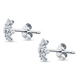 Solid 14K White Gold 8mm Snowflake Diamond Stud Earrings Wholesale