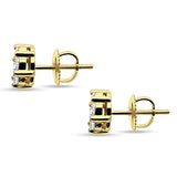 Solid 14K Yellow Gold 5.5mm Round Flower Cluster Diamond Stud Earrings Screw Back Wholesale