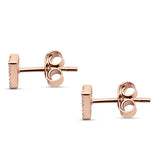 Solid 14K Rose Gold 5.5mm Triangle Round Diamond Stud Earrings Push Back Wholesale