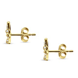 Solid 14K Yellow Gold 5mm Butterfly Round Diamond Stud Earrings Push Back Wholesale