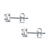 Solid 14K White Gold 5mm Modern Square Round Baguette Diamond Stud Earrings Push Back Wholesale