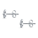 Diamond Stud Earrings Trendy Clover Shaped 14K White Gold 0.18ct Wholesale