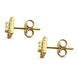 Diamond Stud Earrings Square Shaped Cluster 14K Yellow Gold 0.27ct Wholesale