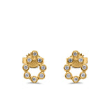 14K Yellow Gold .10ct Bezel Set Round Diamond Teardrop Pear Shape Earrings