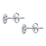 Floral Open Circle Diamond Stud Earring 14K White Gold 0.15ct Wholesale