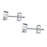Diamond Square Shaped Stud Earring Solitaire 14K White Gold 0.16ct Wholesale