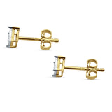 Diamond Square Shaped Stud Earring Solitaire 14K Yellow Gold 0.16ct Wholesale