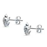 Diamond Frog Stud Earrings 14K White Gold 0.08ct Wholesale