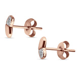 Diamond Heart Stud Earrings-rose gold 