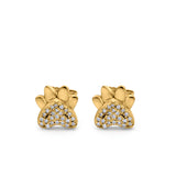 14K Yellow Gold .08ct Cute Paw Print Diamond Stud Earring