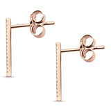 Diamond Stud Earrings Line Modern Bar 14K Rose Gold 0.06ct Wholesale