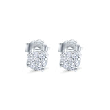 Simulated CZ Round Halo Stud Earrings 925 Sterling Silver (4.7mm)