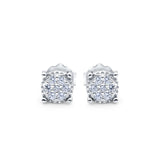 Halo Stud Earrings Design Simulated CZ Round 925 Sterling Silver (5.9mm)