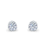 Wedding Engagement Bridal Stud Earrings Round Simulated Cubic Zirconia 925 Sterling Silver