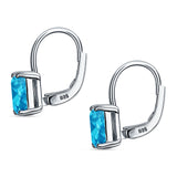 Cushion Leverback Earrings Simulated Aquamarine 925 Sterling Silver Wholesale