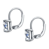 Asscher Leverback Earrings Cubic Zirconia 925 Sterling Silver Wholesale