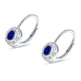 Leverback Round Hoop Earrings Simulated Blue Sapphire 925 Sterling Silver Wholesale