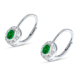 Leverback Round Hoop Earrings Simulated Green Emerald 925 Sterling Silver Wholesale