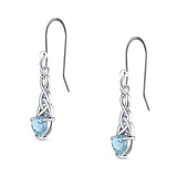 Celtic Trinity Heart Earrings Simulated Aquamarine 925 Sterling Silver Wholesale