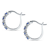 Half Eternity Huggie Hoop Earrings Simulated Blue Sapphire 925 Sterling Silver Wholesale