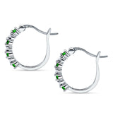 Half Eternity Huggie Hoop Earrings Simulated Green Emerald 925 Sterling Silver Wholesale