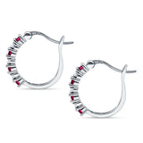 Half Eternity Huggie Hoop Earrings Simulated Ruby 925 Sterling Silver Wholesale