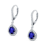 Pear Teardrop Earrings Simulated Blue Sapphire 925 Sterling Silver Wholesale