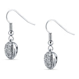 Heart Drop Fish-Hook Earrings Cubic Zirconia 925 Sterling Silver Wholesale