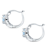 Halo Round Huggie Hoop Earrings Simulated Aquamarine 925 Sterling Silver Wholesale