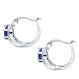 Halo Round Huggie Hoop Earrings Simulated Blue Sapphire 925 Sterling Silver Wholesale