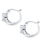 Halo Round Huggie Hoop Earrings Cubic Zirconia 925 Sterling Silver Wholesale