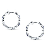 Huggie Hoop Earrings Simulated Blue Sapphire 925 Sterling Silver Wholesale